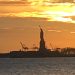 Statue of Liberty at sunset.